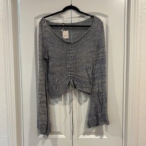 Free People NWT Bell Sleeve Crochet Sweater